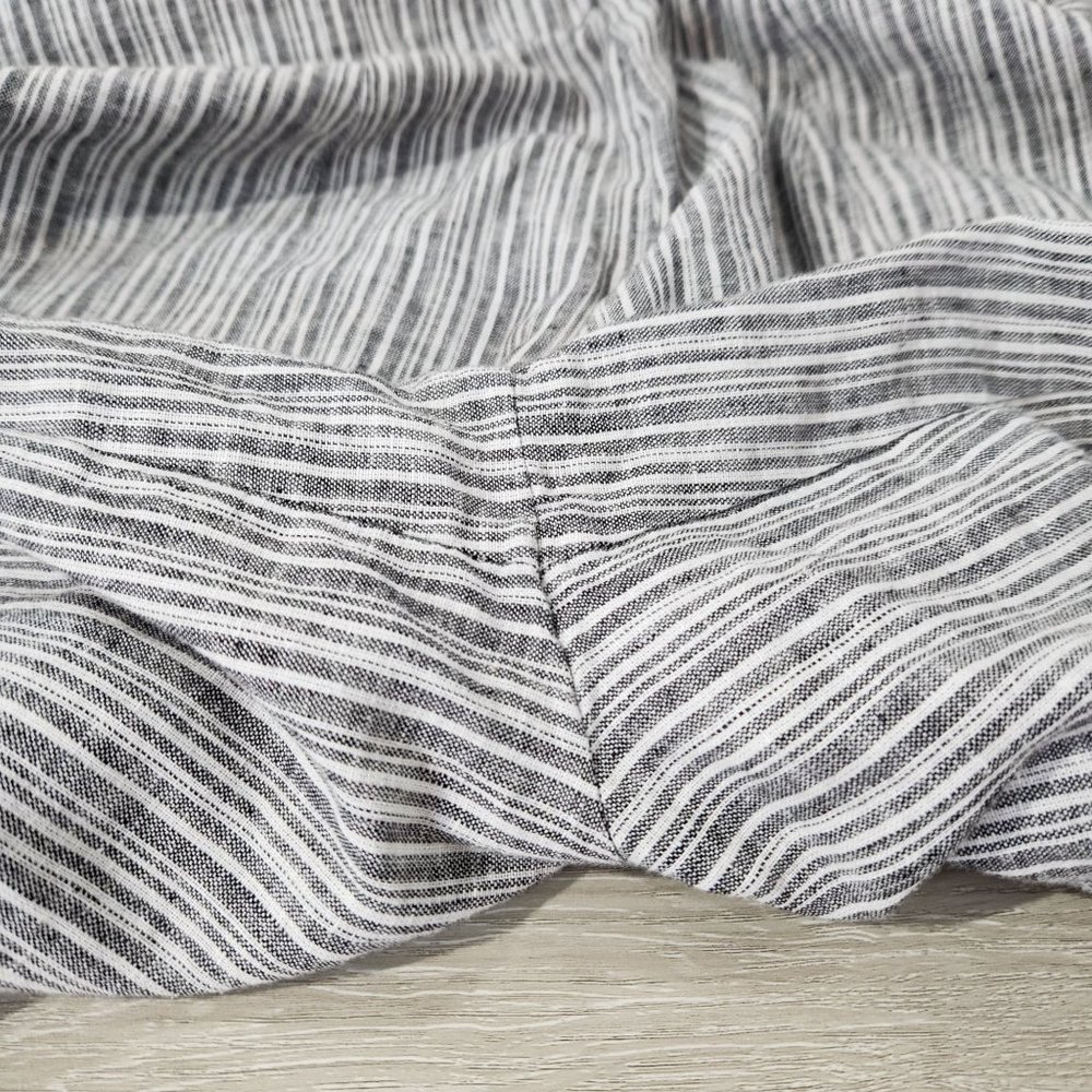 1. State Linen (sz 12) Blend Wide Leg V Neck Grey Striped High Waist Jumpsuit - Picture 10 of 12